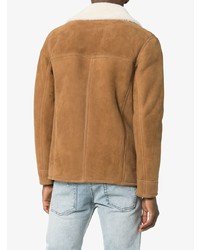 Veste en peau de mouton retournée marron clair Saint Laurent