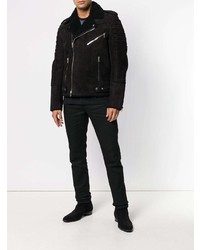 Veste en peau de mouton retournée noire Balmain