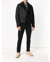 Veste en peau de mouton retournée noire Saint Laurent