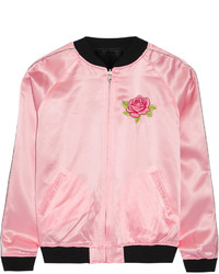 Veste en satin brodée rose