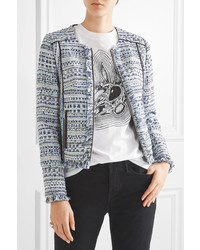 Veste en tweed à franges bleu clair Karl Lagerfeld