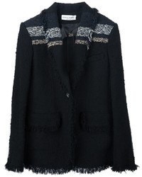 Veste en tweed à rayures horizontales noire Sonia Rykiel