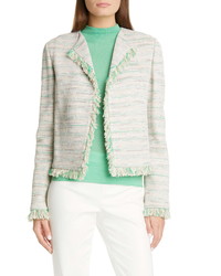 Veste en tweed blanc et vert