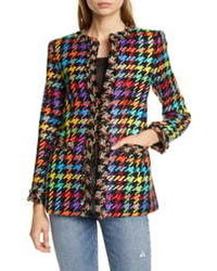 Veste en tweed en pied-de-poule multicolore