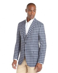 Veste en vichy bleu marine et blanc