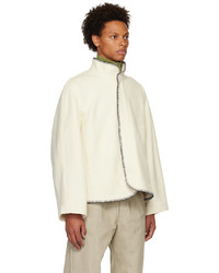 Veste harrington en laine blanche 3MAN