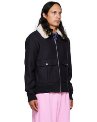 Veste harrington en laine bleu marine A.P.C.