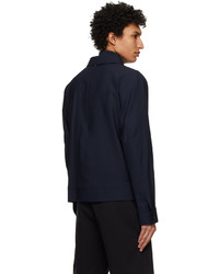 Veste harrington en laine bleu marine BOSS