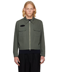 Veste harrington en laine vert foncé