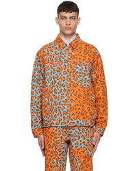 Veste harrington imprimée léopard orange