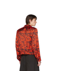 Veste harrington imprimée rouge et noir Dries Van Noten