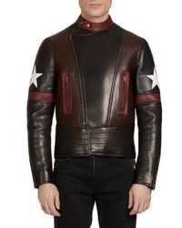 Veste motard à étoiles noire