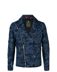 Veste motard camouflage bleu marine