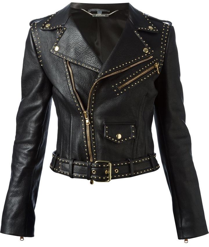 Veste motard en cuir à clous noire Alexander McQueen 5 188 farfetch