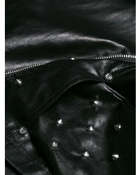 Veste motard en cuir à clous noire Versace Jeans