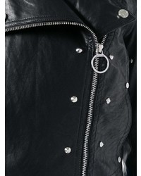 Veste motard en cuir à clous noire Versace Jeans