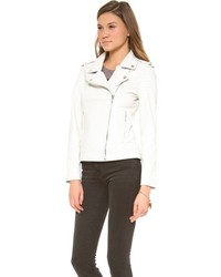 Veste motard en cuir blanche BB Dakota