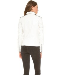 Veste motard en cuir blanche BB Dakota