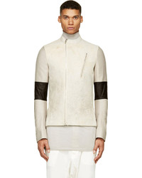 Veste motard en cuir blanche Rick Owens