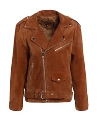 Veste motard en cuir marron 12 Midnight