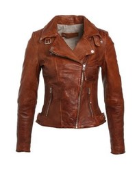 Veste motard en cuir marron Freaky Nation