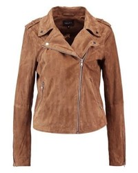 Veste motard en cuir marron mbyM