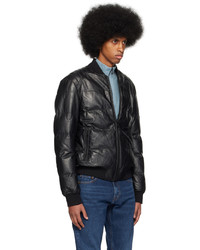 Veste motard en cuir matelassée noire Belstaff