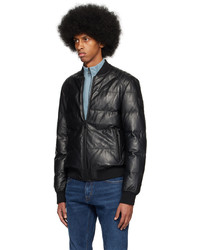 Veste motard en cuir matelassée noire Belstaff