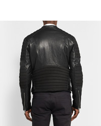 Veste motard en cuir matelassée noire Sandro