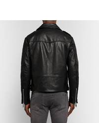 Veste motard en cuir matelassée noire Sandro