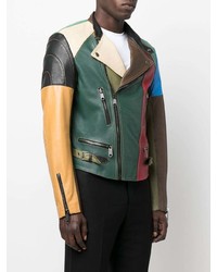 Veste motard en cuir multicolore Moschino