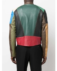 Veste motard en cuir multicolore Moschino