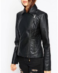 Veste motard en cuir noire Asos