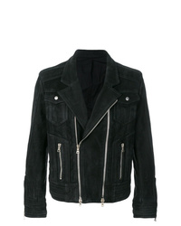 Veste motard en cuir noire Balmain