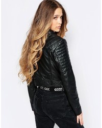 Veste motard en cuir noire