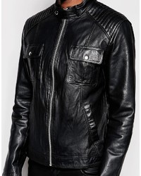 Veste motard en cuir noire