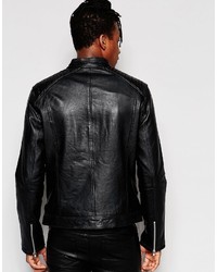 Veste motard en cuir noire