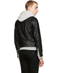 Veste motard en cuir noire DSQUARED2