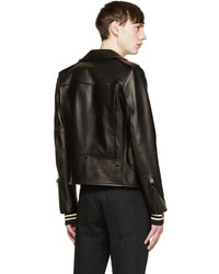 Veste motard en cuir noire Saint Laurent