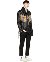 Veste motard en cuir noire Saint Laurent