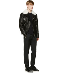 Veste motard en cuir noire Neil Barrett