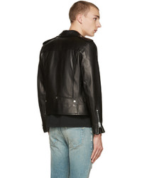 Veste motard en cuir noire Saint Laurent