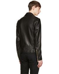 Veste motard en cuir noire Balmain