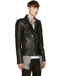 Veste motard en cuir noire BLK DNM