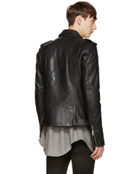 Veste motard en cuir noire BLK DNM