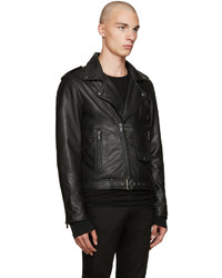 Veste motard en cuir noire BLK DNM