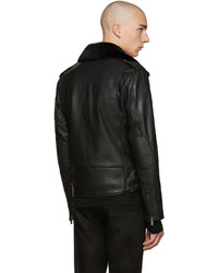 Veste motard en cuir noire BLK DNM