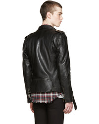 Veste motard en cuir noire BLK DNM