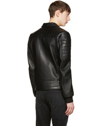 Veste motard en cuir noire Balmain