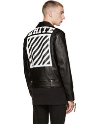 Veste motard en cuir noire Off-White